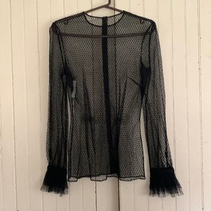 Black lace long sleeve layering top - Lorenzo serafini philosophy - medium